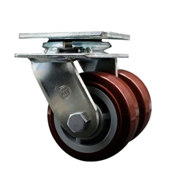 Dual Wheel Swivel Caster Polyurethane Tread Wheel Lbs Capacity