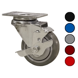 Swivel Caster 3-1/2"x1-1/4" Rubber Wheel 2-1/2"x3-5/8" Plate Side Lock Brake 