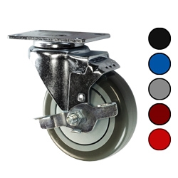 Non Marking 4" Poly on Polyolefin Wheel Swivel Caster w/Top Lock Brake SCC 