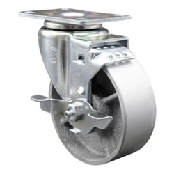 swivel casters with 4 inch semi steel cast iron wheel and brake