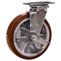 1000 lbs Cap 8AEMPSB 8" x 2"Swivel Plate Caster with Brake Poly on Poly Wheel 