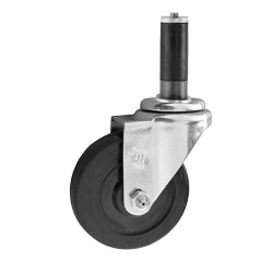 1 inch expanding stem swivel casters with 4 inch hard rubber wheel