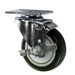 Service Caster 4" BLK Poly Wheel 2 Rigid/2 Swivel Stainless Casters w/Brakes 