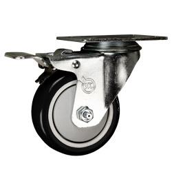 2 Swivel with Brake & 2 Rigid 4'' Stainless Steel Caster Wheel Poly Casters 