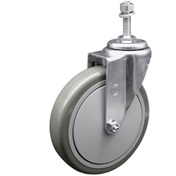 6 Inch Threaded Stem Caster With 38 Inch Diameter Stem And Gray 