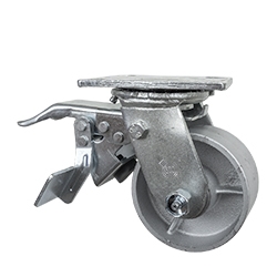 CasterH 4" Heavy Duty Swivel Caster with Brake 4" Semi Steel Cast Iron Wheel 