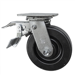 Qty.8 swivel Casters 2" Gray Rubber Wheel Side Lock Brake w 2"x1-1/4" Top Plate 