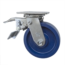 6 inch Total Lock Swivel Caster with Solid Blue Polyurethane Wheel