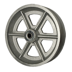 Cast-Iron V-Grove 5" x 2" Wheel with 3/4" Roller Bearing and 1/2" Spanner 